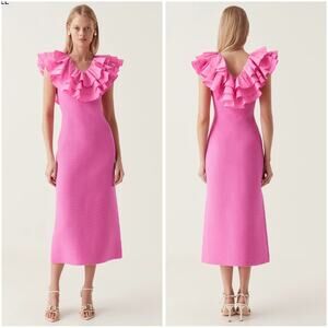 Aje Transcendent Ruffle Midi Dress Size XS